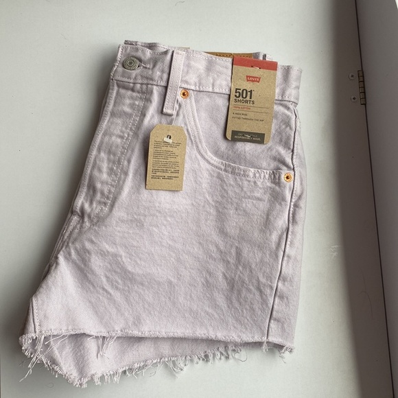Levi’s 501 Shorts High Rise Cutoffs Denim 100% Cotton Washed Lilac Size 32 - Picture 5 of 15